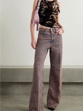 Acne Wide-Leg Flared Jeans in Washed Brown
